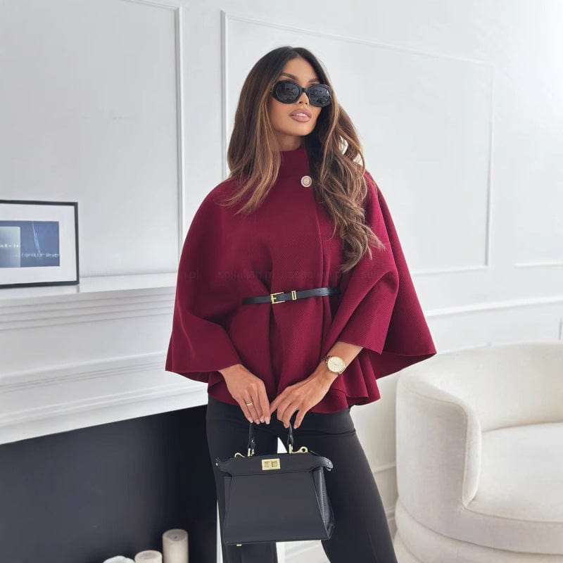 Kamila | Stylový vlnený plášť s vysokým límcem a knoflíkovým zapínáním