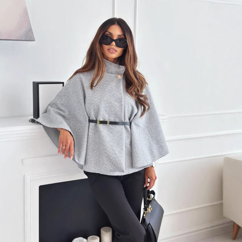 Kamila | Stylový vlnený plášť s vysokým límcem a knoflíkovým zapínáním