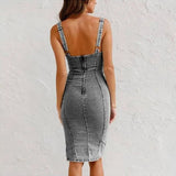 Annelies | Midi Šaty v Denim Vzhledu